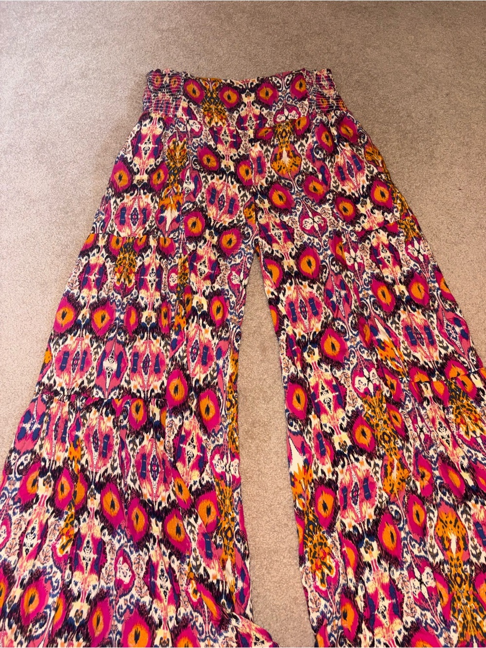 Three Bird Nest Vibrant Pink & Orange Wide-Leg Printed Palazzo Pants